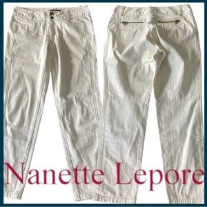 Nanette Lepore Off White Regular Rise Crop Jeans (4)
